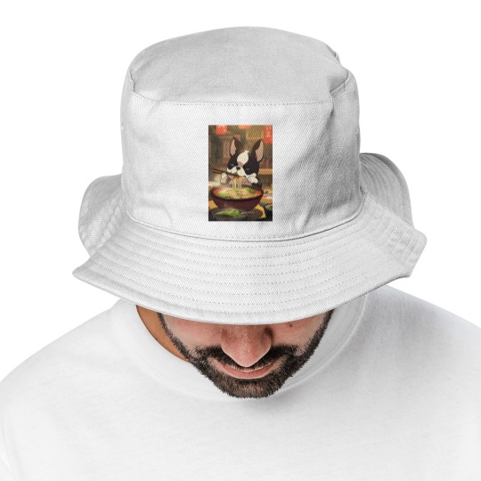Discover Boston Terrier Eating Ramen Bucket Hats