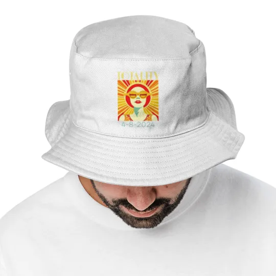 Discover Solar Eclipse Bucket Hats April 8 2024, Totality Eclipse Bucket Hats 4-8-24, Art Deco Solar Eclipse Bucket Hats