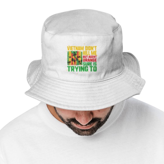 Discover Vietnam Veteran Bucket Hats, Vietnam Didn't Kill Me, Bucket Hats