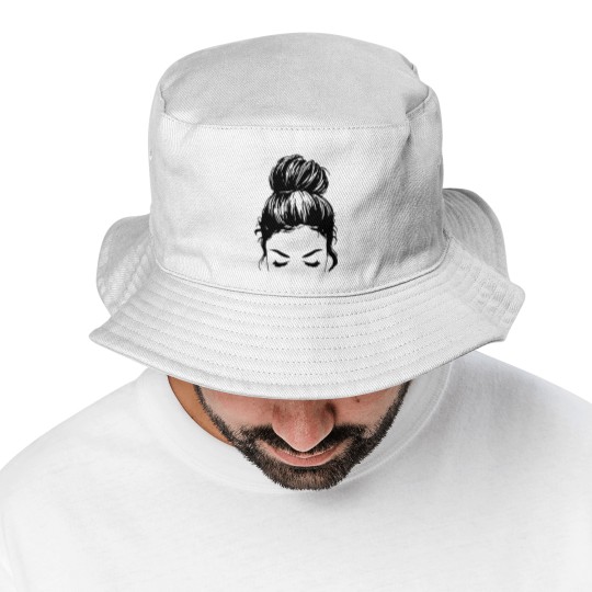 Discover Messy bun face - unisex Bucket Hats | Mom Bucket Hats | messy bun Bucket Hats