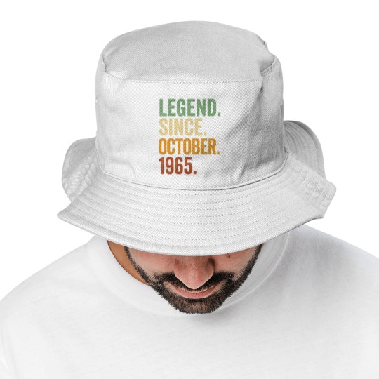 Discover Retro 1965 Birthday October Born Legend Since 1965 Bucket Hats