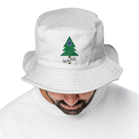 Discover 1901 Maine State Flag Remix Distressed Vintage - Maine - Bucket Hats