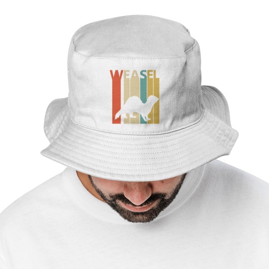 Discover Vintage Weasel Animal Silhouette Bucket Hats