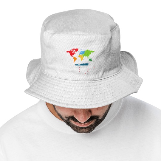 Discover world traveler seven continents 7 continents club white Bucket Hats