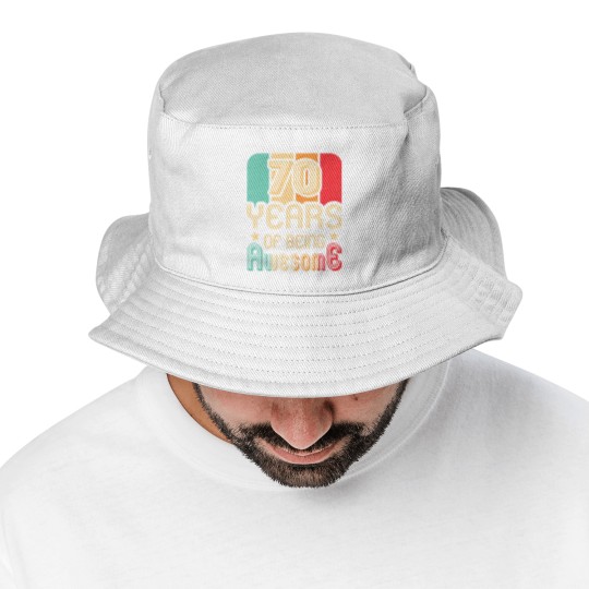 Discover 70 years of being awesome 70 years old 70th birthday Bucket Hats