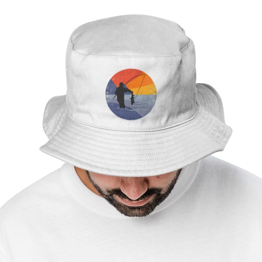 Discover Fishing fishing rod FISHING FISHERMAN lake fishing Bucket Hats