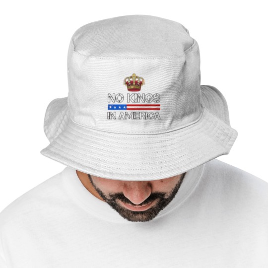 Discover No Kings In America Bucket Hats, Protest Bucket Hats, Political Bucket Hats, Anti-Trump Bucket Hats