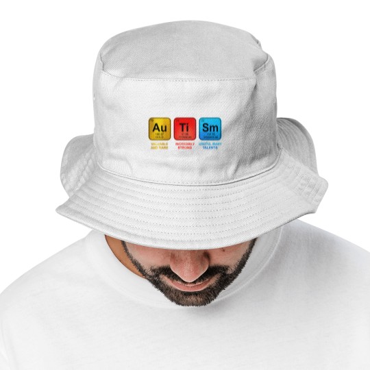 Discover Autism Awareness Women Men Kids Elements Periodic Table ASD Bucket Hats