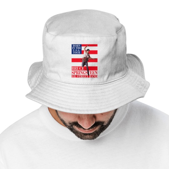 Discover Bruce Springsteen Born In Usa Tour Bucket Hats, Bruce Springsteen Usa Flag Bucket Hats