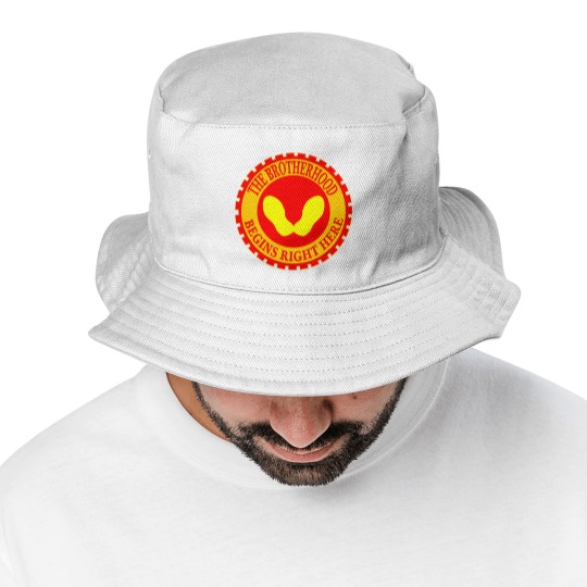 Discover The Brotherhood Begins Right Here Yellow Footprint Bucket Hats