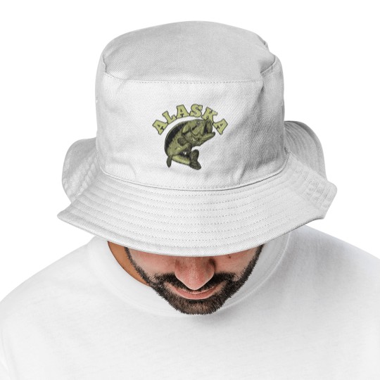Discover Alaska USA State Travel Souvenir Funny Fishing Bucket Hats