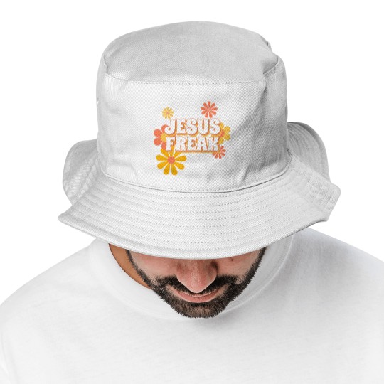 Discover Retro Jesus freak hippie flowers-vintage Jesus Bucket Hats