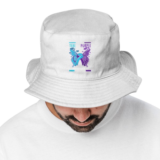 Discover Teal And Purple Ribbon Suicide Prevention Awarenes Bucket Hats
