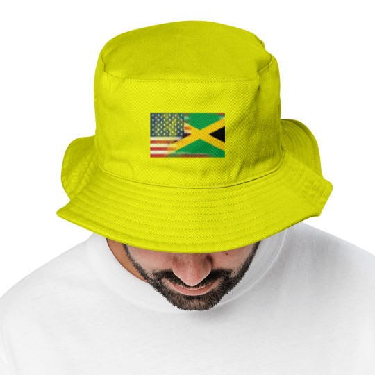 Discover Jamaican American Half Jamaica Half America Flag Bucket Hats