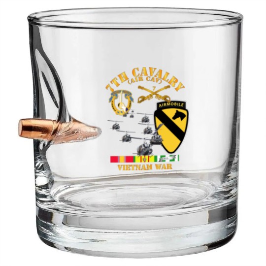 Discover 7th Cavalry (Air Cav) - 1st Cav Division w SVC - Air Assault - Bullet Whiskey Glasses