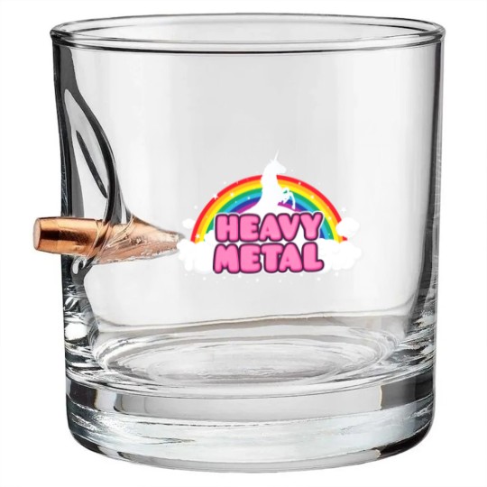 Discover HEAVY METAL! (Funny Unicorn / Rainbow Mosh Parody Bullet Whiskey Glasses