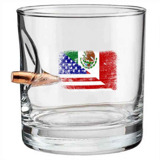 Discover Vintage Mexican American Flag Bullet Whiskey Glasses