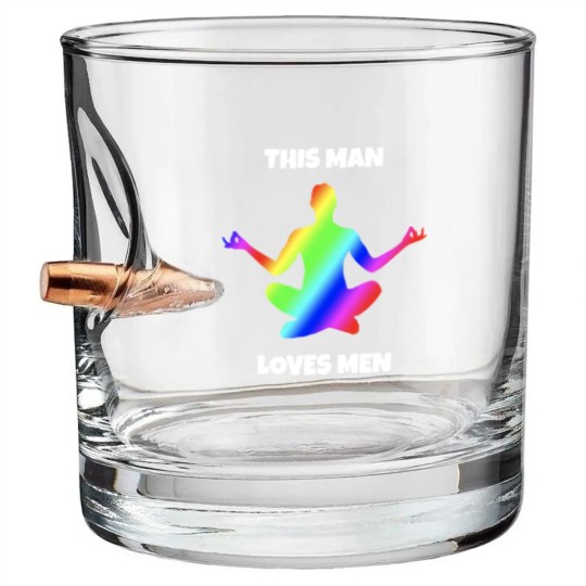 Discover This Man loves Men rainbow colors gay men Bullet Whiskey Glasses