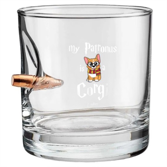 Discover My Patronus Is A Corgi Funny Corgi Novelty Cute C Bullet Whiskey Glasses
