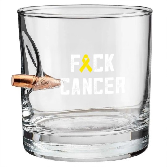 Discover Fck Cancer Funny Chemo Chemotherapy Battle Cancer Bullet Whiskey Glasses