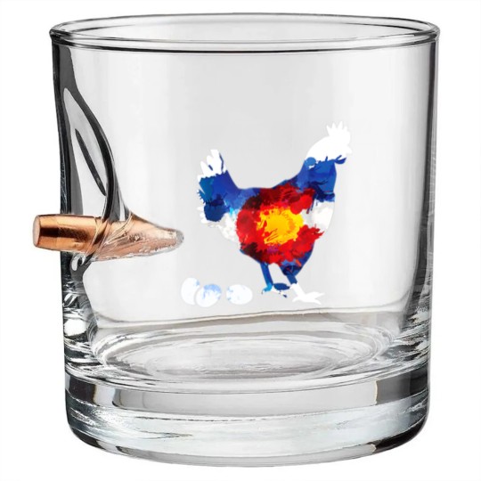 Discover Colorado Chickens Bullet Whiskey Glasses