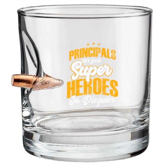 Discover Bullet Whiskey Glasses for principal as a gift - superhero Bullet Whiskey Glasses