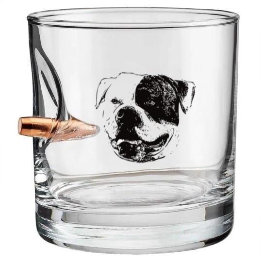 Discover American Bulldog Face Bullet Whiskey Glasses