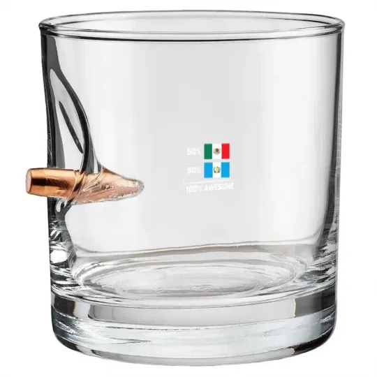 Discover Half Mexican Half Guatemalan Pride Mexico Guatemala Flag Bullet Whiskey Glasses