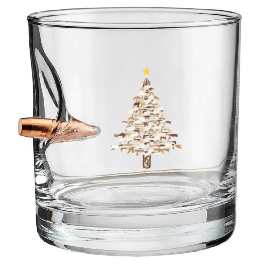 Discover Guns Christmas Tree -Camo Print Xmas  Bullet Whiskey Glasses