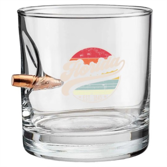 Discover Retro Florida Home State FL Cool 70s Style Sunset Bullet Whiskey Glasses