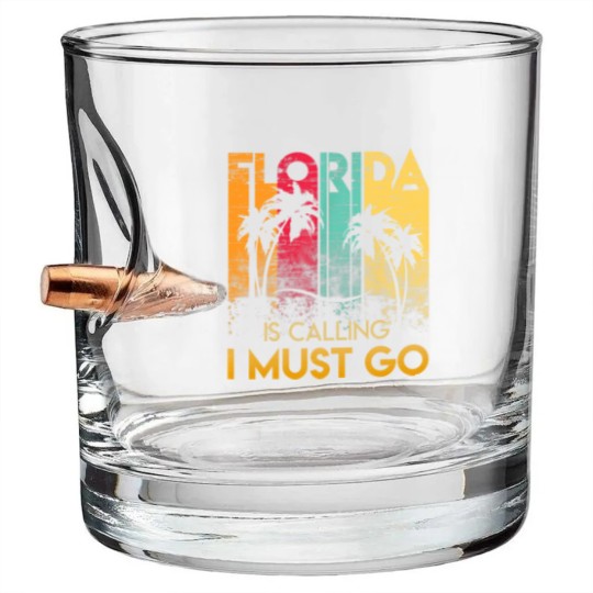 Discover Florida Strong Men's Bullet Whiskey Glasses Florida Is Calling I Must Go