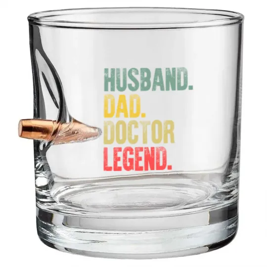Discover Mens Funny Vintage Bullet Whiskey Glasses Husband Dad Doctor Legend Retro Bullet Whiskey Glasses