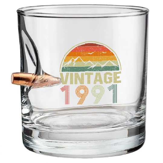 Discover Classic 30th Birthday Gift Idea Vintage 1991 Bullet Whiskey Glasses