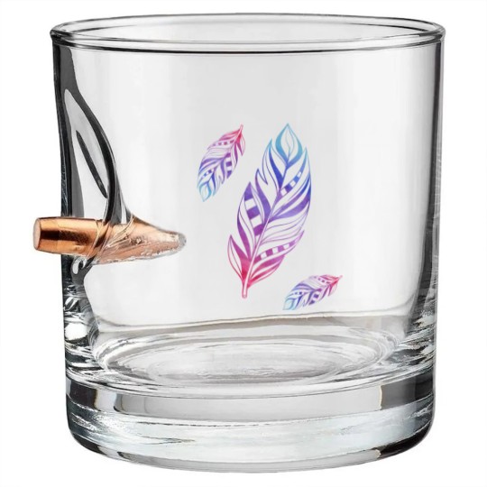 Discover Colorful Feathers Indian Heritage Native American Bullet Whiskey Glasses