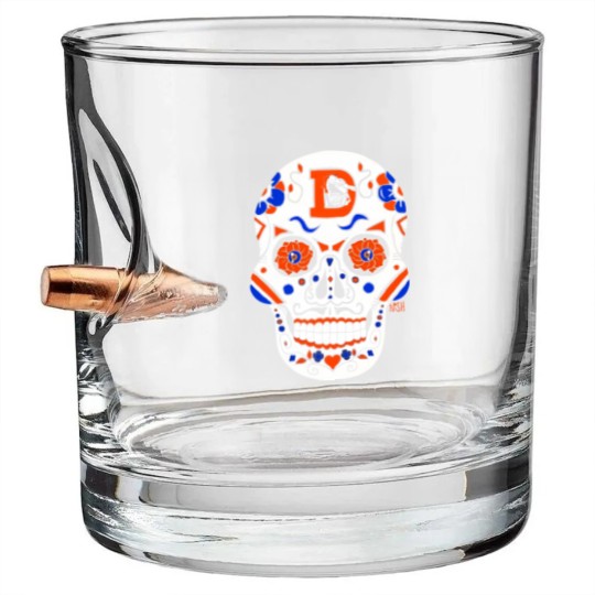 Discover America's Finest Apparel Denver Sugar Skull - Men's Bullet Whiskey Glasses