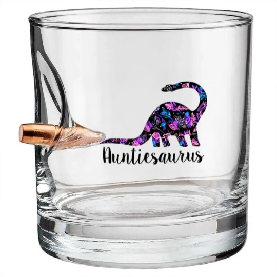 Discover Womens Auntiesaurus Bullet Whiskey Glasses Funny Kids Gift for Aunt Cute Graphic Dinosaur Top