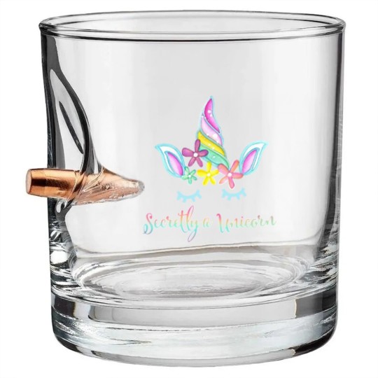 Discover Secretly a Unicorn Flowers and Horn Women's Plus Size Bullet Whiskey Glasses