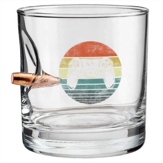 Discover Video Gamer Retro Video Game Controller Bullet Whiskey Glasses