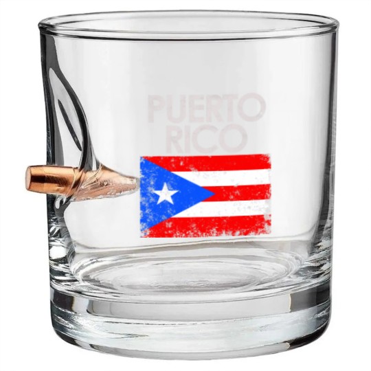 Discover Vintage Puerto Rico Rican Flag Bullet Whiskey Glasses