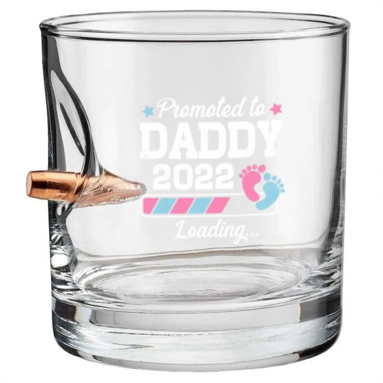 Discover Promoted To Daddy Funny Family With Cute Footprint Bullet Whiskey Glasses