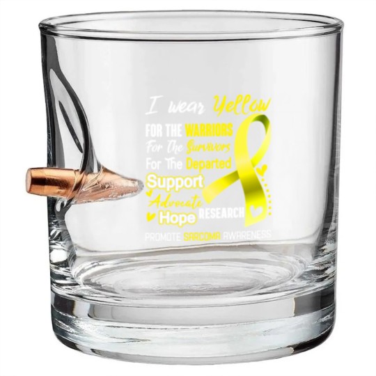 Discover I Wear Yellow For Sarcoma Awareness Support Sarcoma Warrior Gifts - Sarcoma Awareness - Bullet Whiskey Glasses