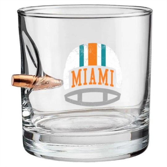 Discover Miami Retro Helmet - Aqua - Dolphins - Bullet Whiskey Glasses