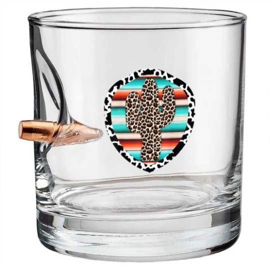 Discover Serape cow Print Cactus Leopard Turquoise Bullet Whiskey Glasses