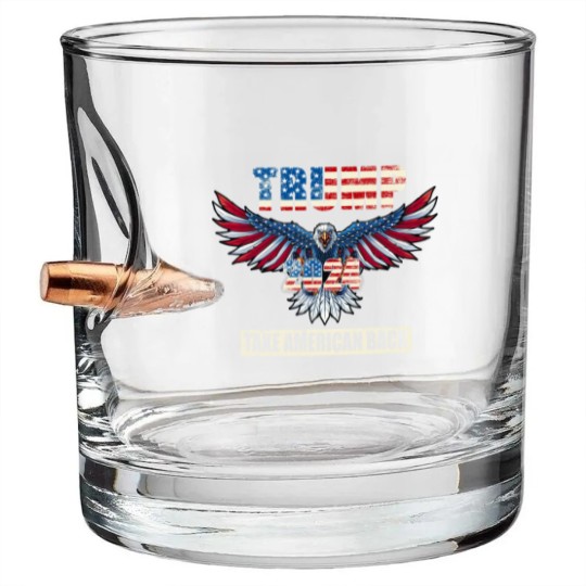 Discover Trump 2024 Flag Take America Back Men Women - Trump 2024 Bullet Whiskey Glasses
