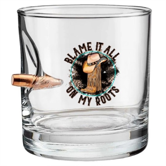Discover Blame It All on My Roots Country Music Inspired Bullet Whiskey Glasses