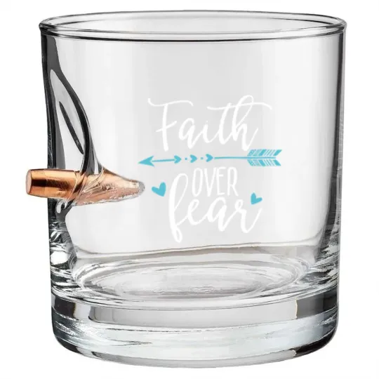 Discover Faith Over Fear - Faith Over Fear Apparel Bullet Whiskey Glasses