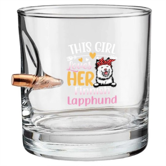 Discover This Girl Love Her Finnish Lapphund Dog - Dog Lover For Women - Bullet Whiskey Glasses