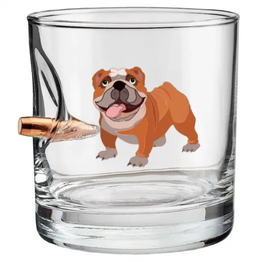 Discover Happy bulldog Bullet Whiskey Glasses