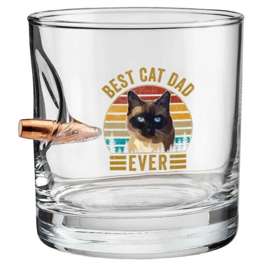 Discover Retro Vintage Best Cat Dad Ever Fathers day Siamese Cat Bullet Whiskey Glasses