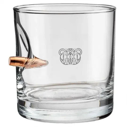 Discover Radio Bear Retro Minimalist Color Design Grey - Bear - Bullet Whiskey Glasses